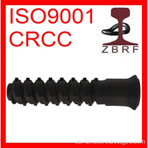 Cast-in plastic dowel for concrete sleeper
